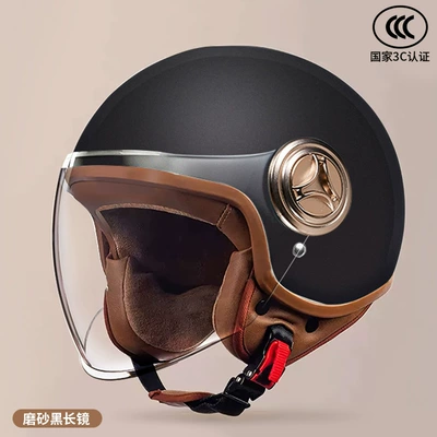 Half Helmet, Full Helmet, Motosiklet kaskı (dəbilqə) - 801-new-national-standard-class-a-3c-certification-matte-black-long-mirror-free-size