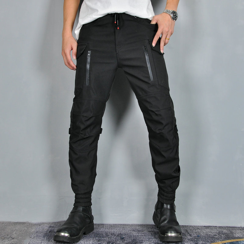 Volero motocicleta overoles ciclismo pantalones impermeable a prueba de viento transpirable elástico cintura alta motocicleta tobillo atado pantalones anti-caída hombres