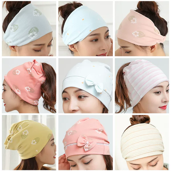 Wholesale 2025 New Baotou Moon Hat Breathable Printing Postpartum Moon Scarf Cotton Maternity Hat