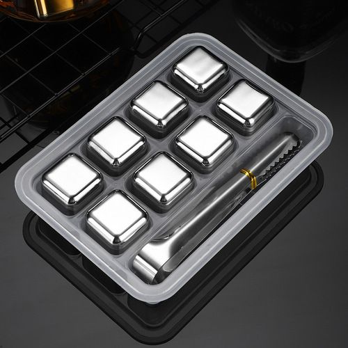Wholesale 304 stainless steel ice cubes, metal ice cubes, beer ice, tartar stones, whiskey, wine ice cubes set