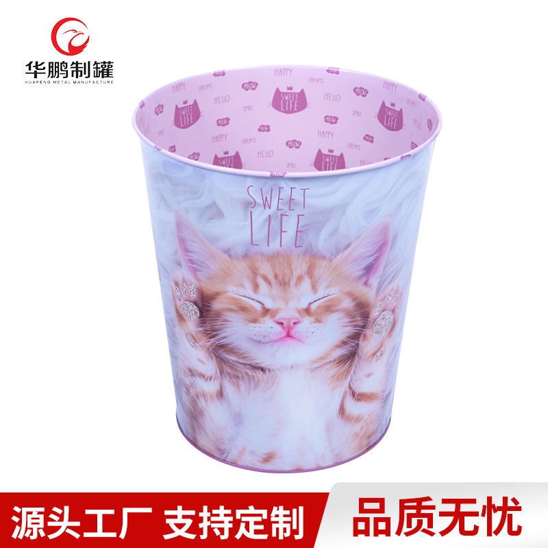 厂家直供马口铁8L垃圾桶 圆形垃圾桶包装家用收纳金属桶批发