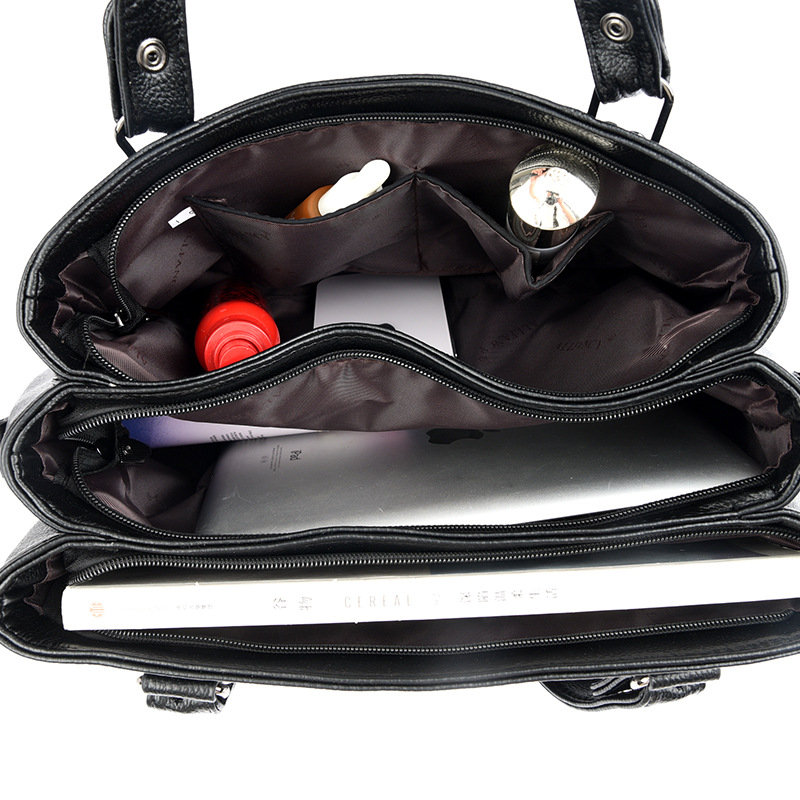 Transfronterizos PU bolsos de mano para mujeres nuevas bolsas de mano simples de gran capacidad, bolsas de moda de madres de mediana edad