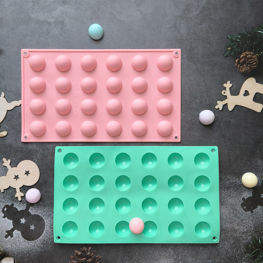 24 agujeros semicircular molde de pastel de silicona 3D esférico chocolate molde de dulces herramientas de horneado molde de hielo 437