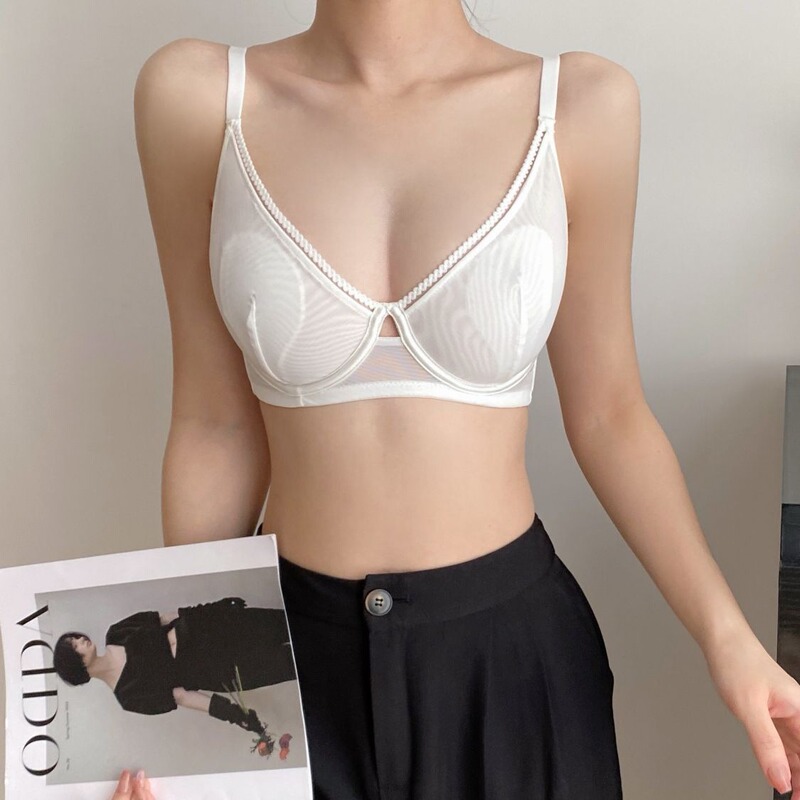 Mesh Lingerie for Women with Large Busts, Minimizing Effect, Plus Size, Adjustable, Soft Underwire, Anti-Sagging Bra, Summer Thin Style