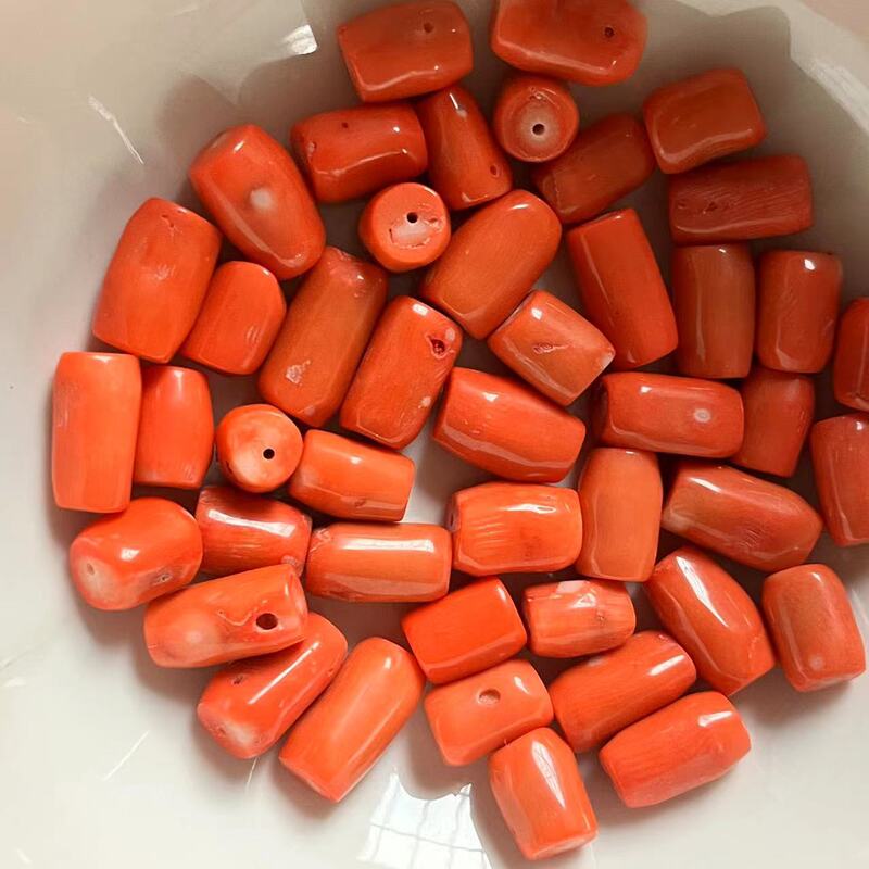 Orange-Red Sea Bamboo Imitation Coral Natural-Shaped Cylinder 12X15-20Mm Tubular Column DIY Jewelry Accessory Beads