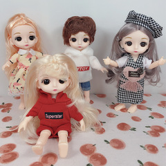 17cm 8 points bjd13 joint 6 inch dress up doll denim wedding dress ob11 clothes suit girl birthday accessories