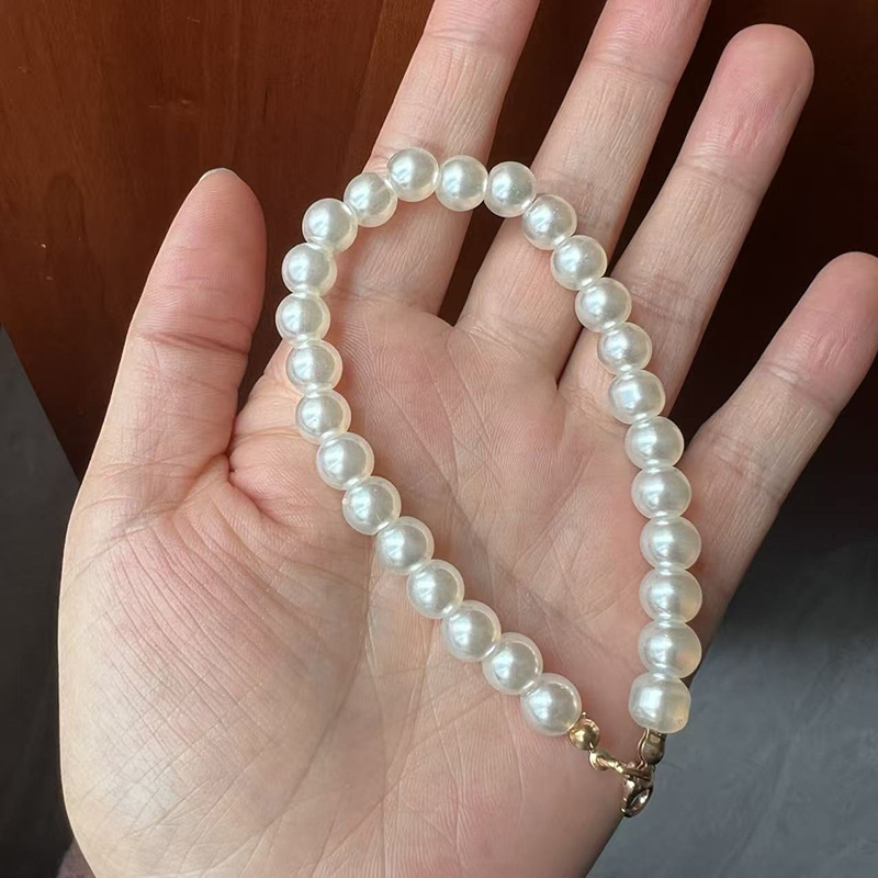 珍珠饰品配件玻璃仿珍珠DIY配件手珠链毛球钥匙扣挂件金扣小短链