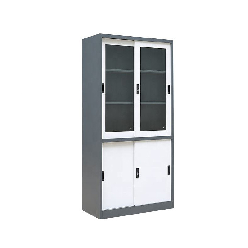 Exportación de comercio exterior puerta corredera gabinete de archivos de acero puerta corredera oficina archivos con bloqueo puerta de vidrio armario de almacenamiento