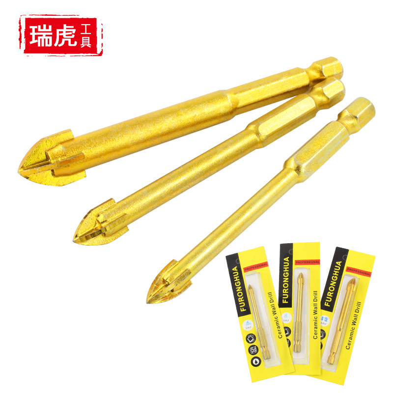 多功能FURONGHUA三角钻 瓷砖玻璃十字六角柄手电钻墙壁陶瓷钻头