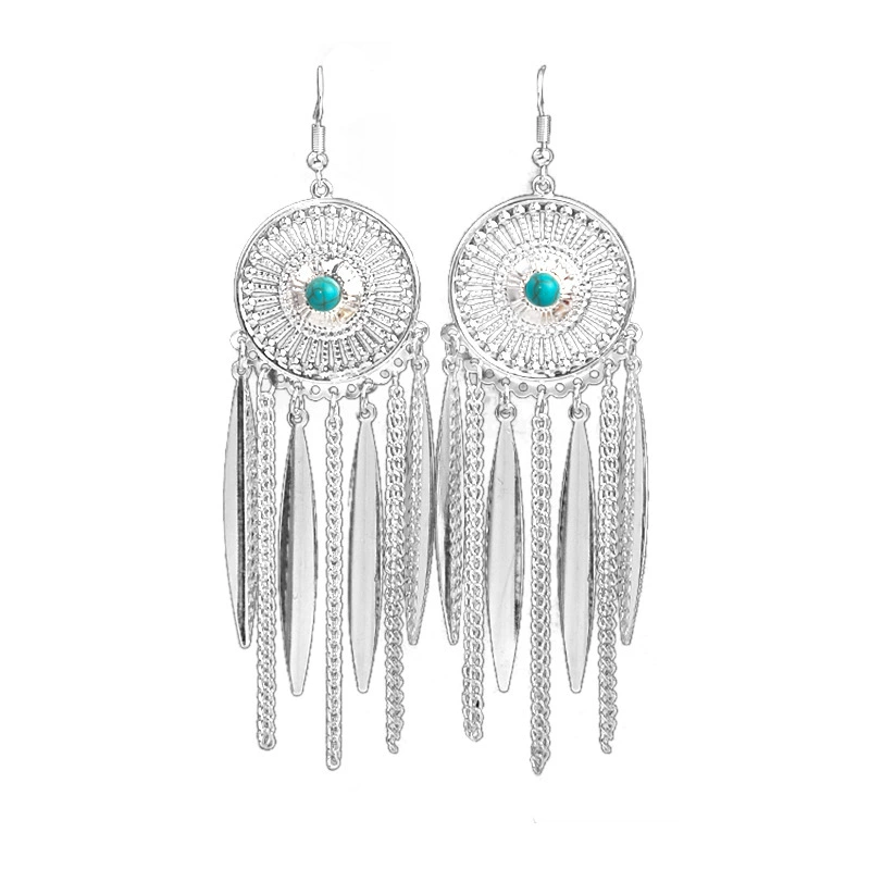 Ethnic long earrings with tassels, ethnic style