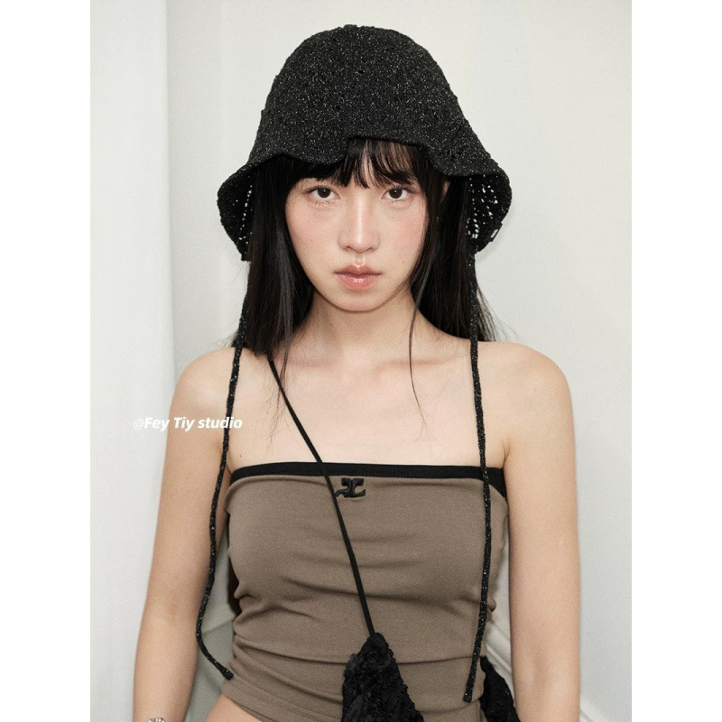 高品质~拉菲镂空平顶帽子女新款夏季礼帽|undefined