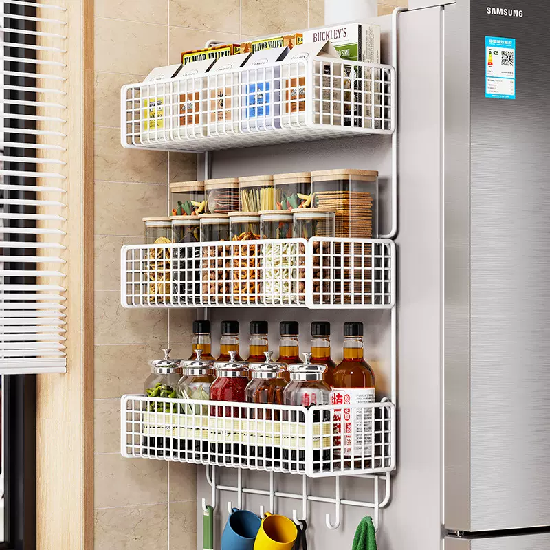 多功能冰箱挂架侧挂冰箱架厨房用品置物架纸巾保鲜袋调味料收纳架
