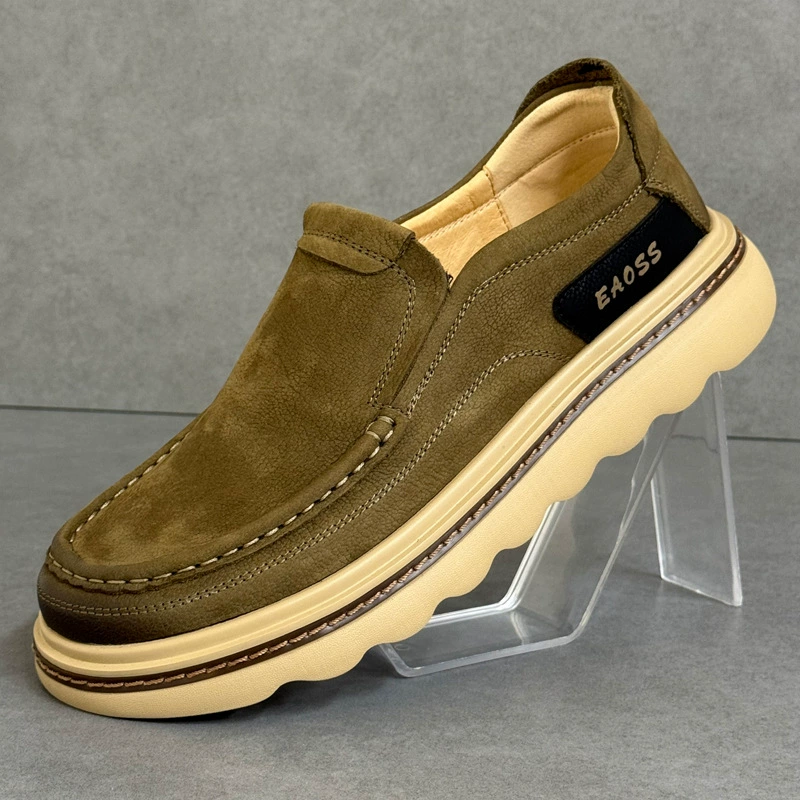 真皮软底皮鞋男2025新款夏季透气休闲鞋百搭潮流男鞋一脚蹬乐福鞋