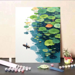 新款荷花数字油画diy手工填色治愈解压高颜值客厅装饰画送礼