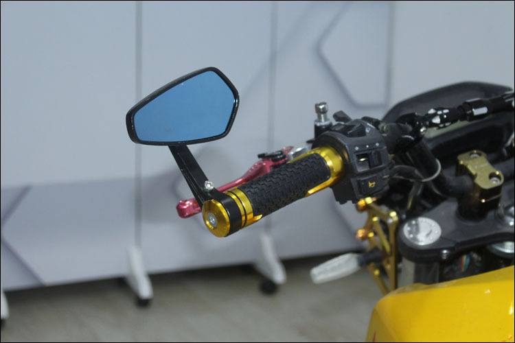 Motorcycle and Electric Vehicle Rearview Mirror, Handlebar Folding Mirror, Handlebar End Cap, Reflector, Rearview Mirror, Rotatable Blue Mirror