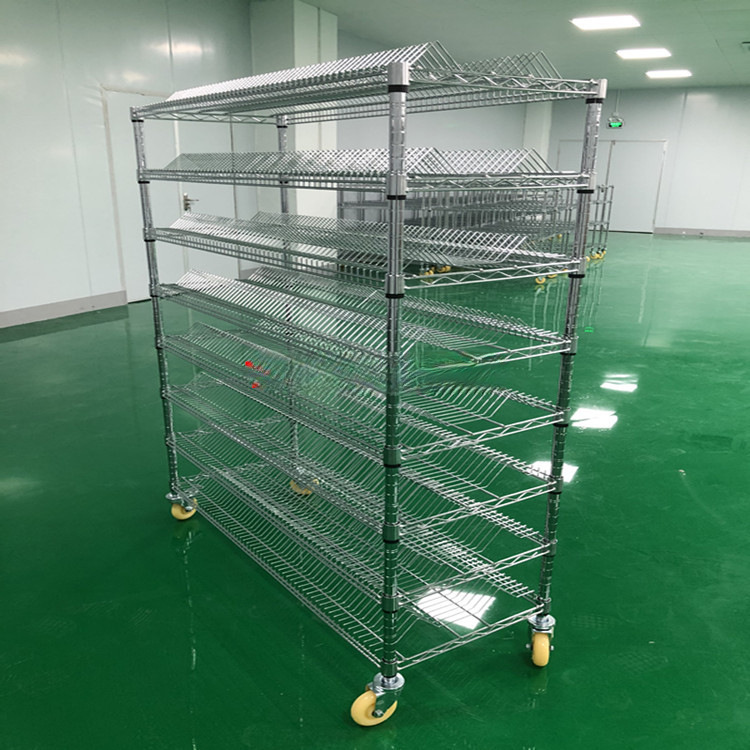 八层双峰拣货车电商物流车电子厂手推车防静电手推车料盘车镀铬车