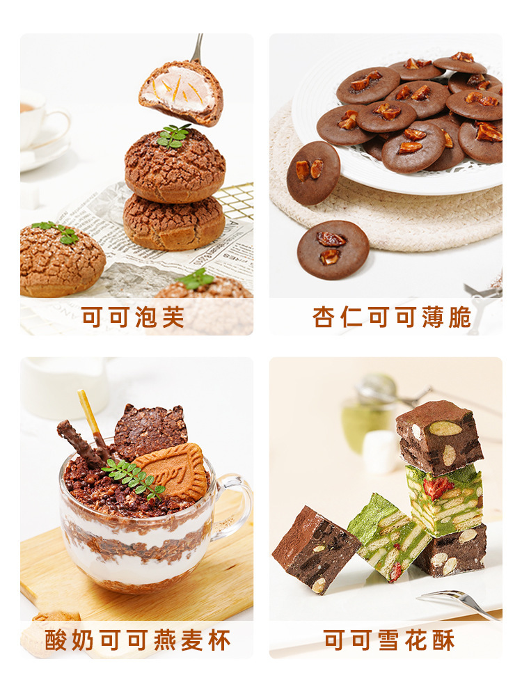 Pure Cocoa Powder Unsweetened Natural Baking Drink Mix with Matcha Set for Milk Tea and Desserts in use