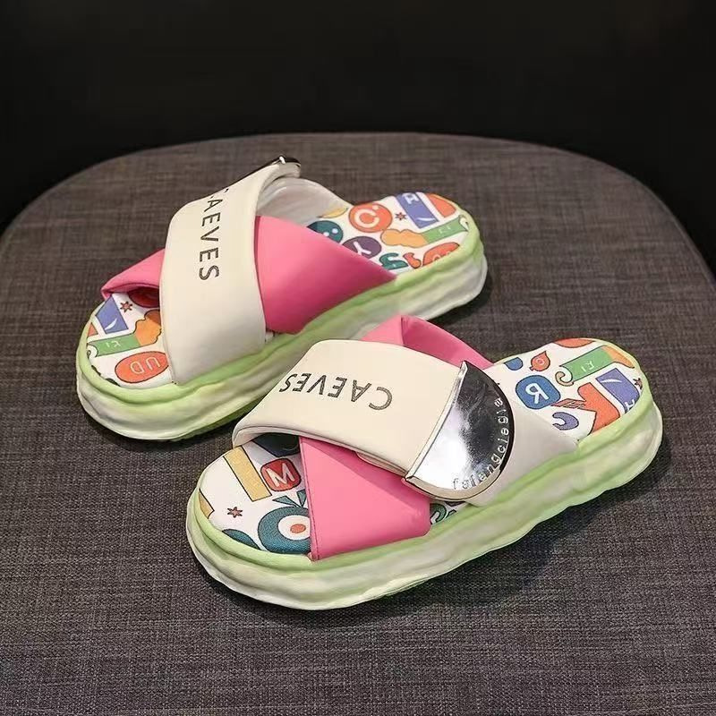 Factory Direct Delivery] Korean Style Thick-Soled Trendyy Sandals for Women, Soft-Soled Beach Sandals, 2025 Summer New Style Slippers