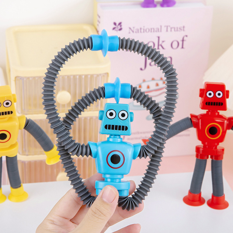 クロスボーダー吸盤ロボット伸縮玩具百変形ストレッチ管発光解凍奇趣減圧玩具プレゼント|undefined