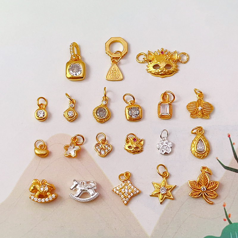 DIY Accessories S925 Silver Gold-Plated Small Drop Necklace Pendant Bracelet Charm Bead Spacer Loose Beads Jewelry Materials