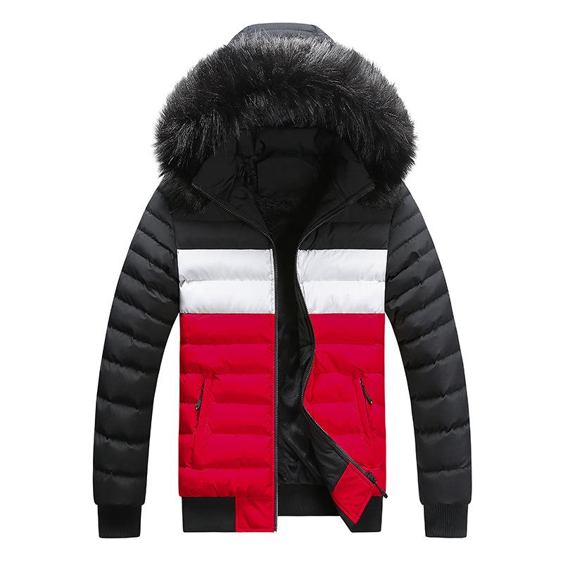 Capa de algodón de gran tamaño para hombre nuevo empalme de color contraste de moda juvenil invierno / otoño chaqueta de algodón chaqueta de hombre transfronterizo chaqueta de Aliexpress