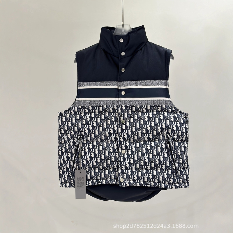 Correct Version D Brand 25Fw New Classic Houndstooth Full-Print Reversible down Vest Unisex Versatile