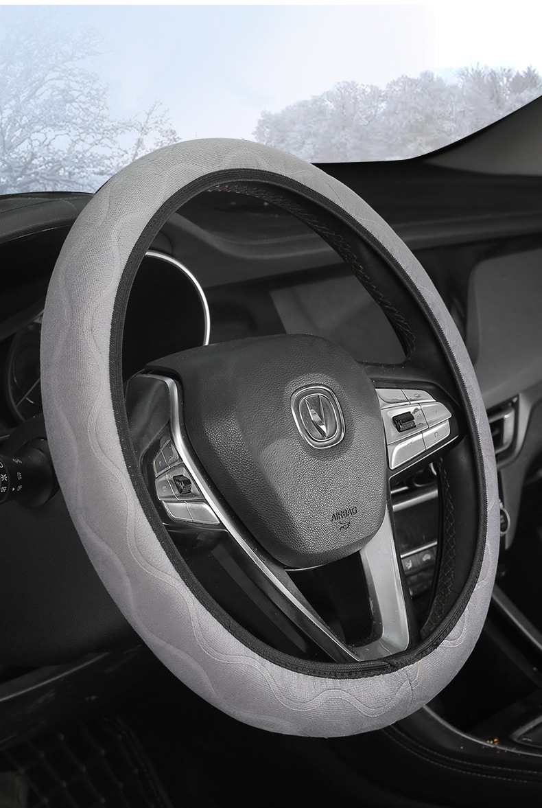 New car steering wheel cover without inner ring winter short plush warm non-slip short plush handle cover Choice