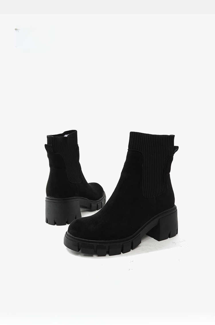 Jesenski in zimski novi nogavični škornji, tujetrni škornji, ženski škornji iz leta 2024 z debelo peto in debelim dnom, ženski gležnjarji velike velikosti za ženske_voghion.com