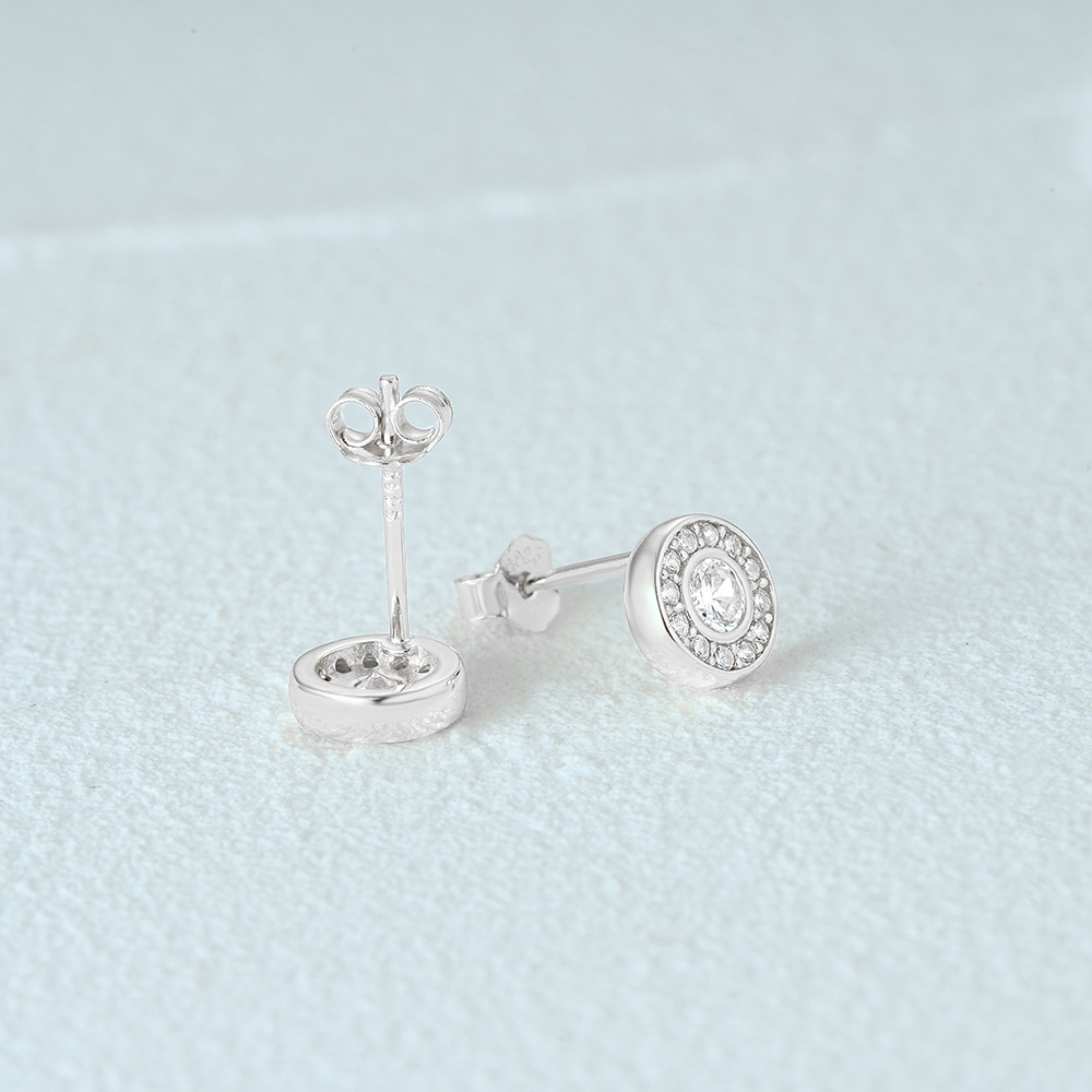 6g Weight 925 Sterling Silver Ear Needle Material Zircon Inlay Material Ear Studs Classification 1 Pair Quantity Daily, Street Occasion 925 Sterling Silver Material Geometric Pattern Women's Gender Plating, Inlay Design Simple Style Style 1 Pair 925 Sterling Silver Zircon Geometric Ear Studs 32