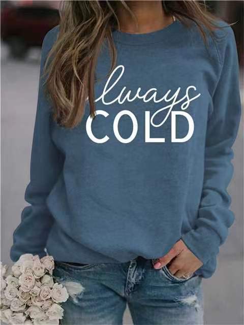 Comercio exterior transfronterizo suministro europeo y americano FRÍO impreso cuello redondo más tamaño europeo suelta casual Otoño e Invierno de las mujeres
