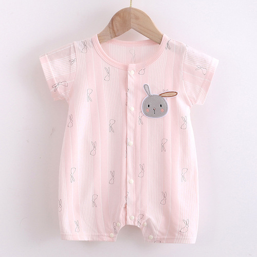 Mengyingcai  summer new 0-3 short-sleeved jumpsuit newborn clothes thin section romper