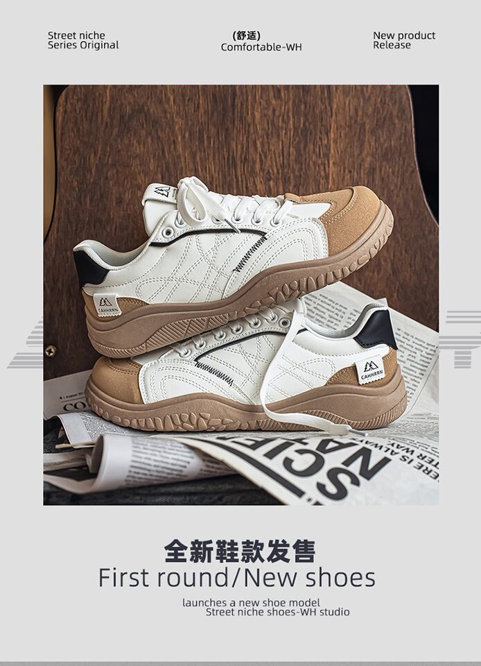 Giày sneaker nam cổ thấp mũi tròn rộng form Đức, đế bằng gót thấp 1–3 cm, dây buộc, phối màu trơn — Z8822 màu đỏ, Z8822 thẻ trắng, Z8822 thẻ đen chi tiết 2