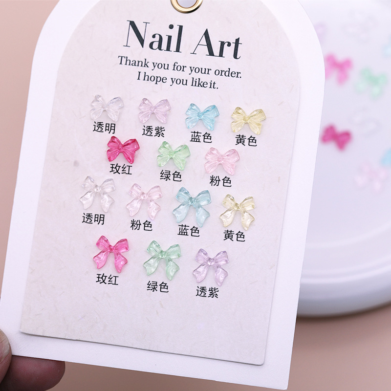 Little Red Book Ice Resin Bow Nail Art Jewelry Small Fresh Bow Tie Jelly Color Nail Accessories Ribbon Wholesale
