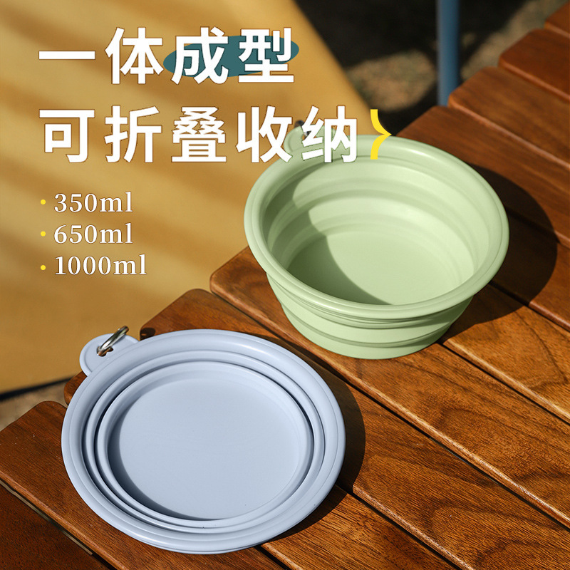 Cuenco plegable al por mayor Cuenco para perros portátil al aire libre Botón de escalada de silicona Agua potable Alimentador para perros Gato y perro Beber Silicona