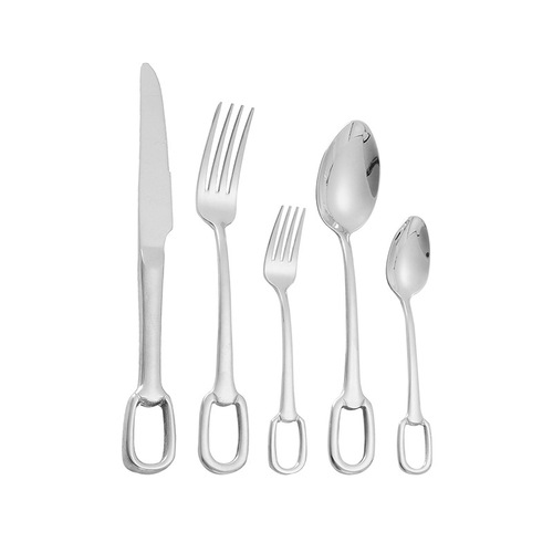 Jieyang tableware cross-border 304 stainless steel spoon ring steak knife and fork spoon titanium plated European hanging hole fork tea spoon