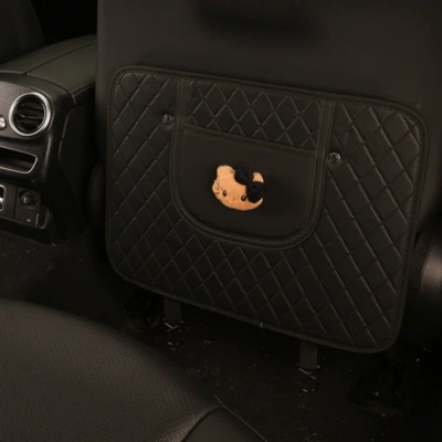 Casual Ladies Cute Cartoon Chair Chair back anti-kick pad - kt-quilted-embroidery-anti-kick-pad-black-one