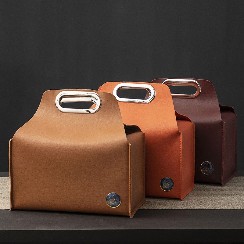 皮革双罐陶瓷盒茶叶礼盒空盒包装盒