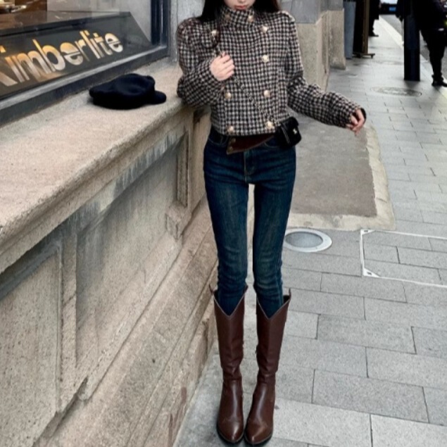 12/09 20:00 titi Little Sister My Long Leg Secret fleece-lined Stretch Han Man Women's Leg Jeans