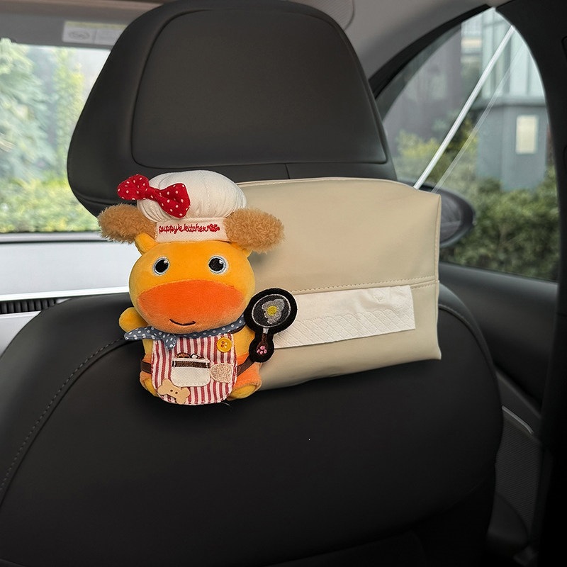 Car-mounted tissue box, hanging tissue bag for car, headrest tissue box for car, front and rear row decoration, authentic Lulu cute