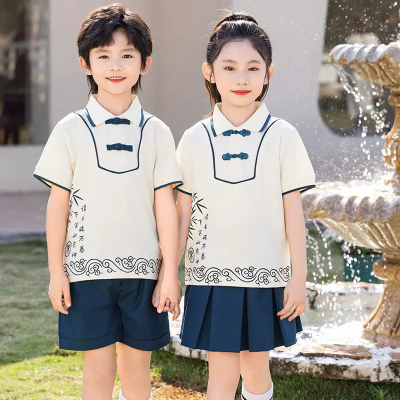 新中式园园服表演服夏季小学校服夏季套装儿童厂家直销校服高品质