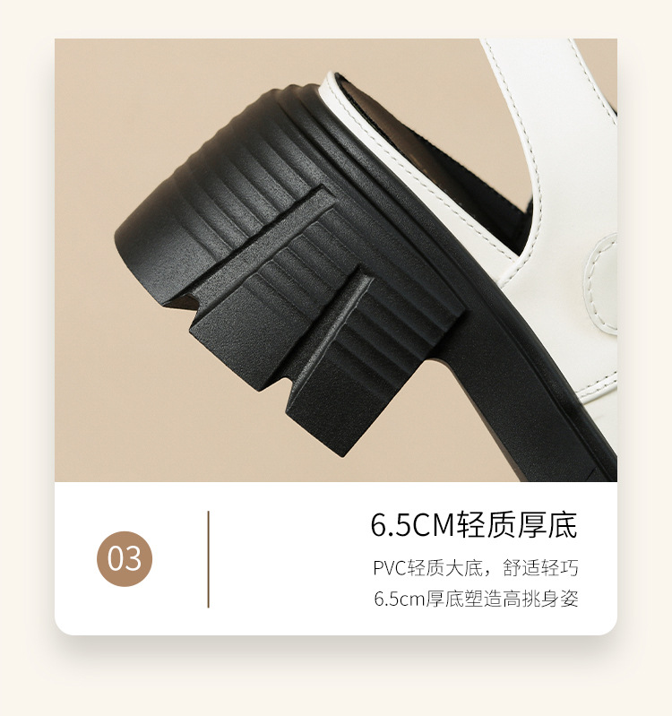 Sandal đế dày nữ phong cách Hàn Quốc quai chữ V tôn dáng — KN27 màu đen chi tiết 10