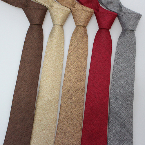 Factory direct supply, fashionable British style tie, jacquard imitation linen solid color tie, men's casual business tie