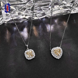in stock wholesale S925 silver moissanite 7*7 gold heart/sugar necklace new light luxury niche high sense neck chain
