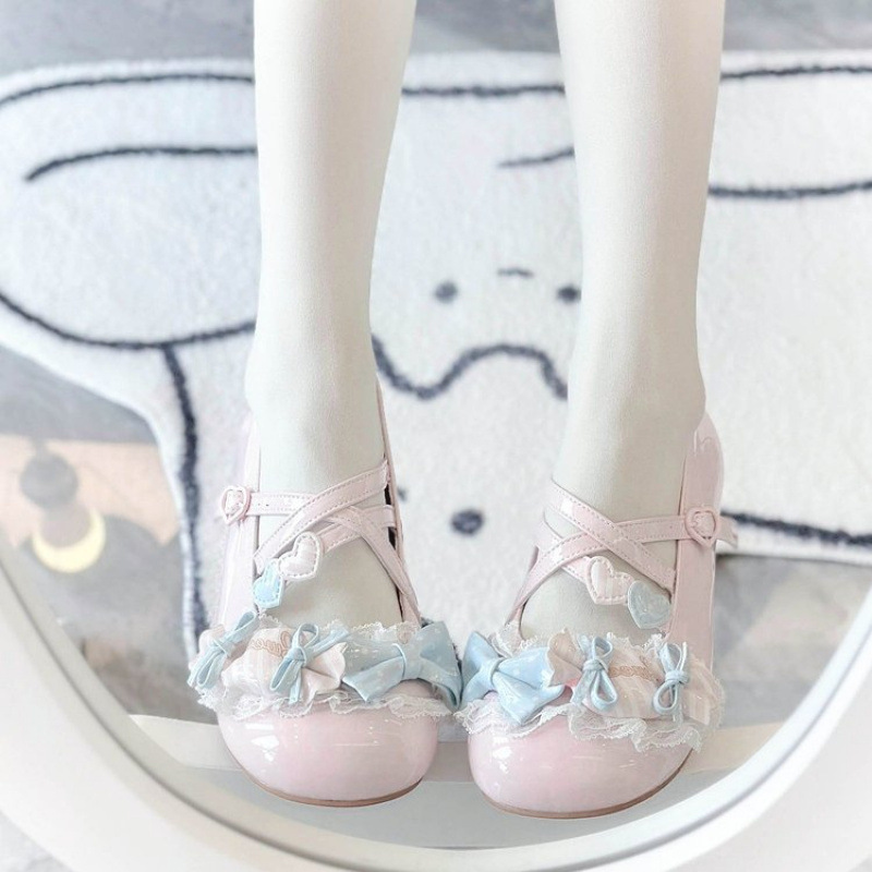 オリジナルlolita平底花玲季lo靴女性かわいい甘い低ヒールマリジェンドロリータ靴|undefined