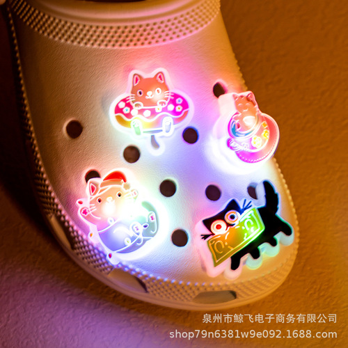 Hole shoes accessories LED flashing light electronic shoe pattern shoe buckles garden shoes shoes top lighting hole bag accessories shining light