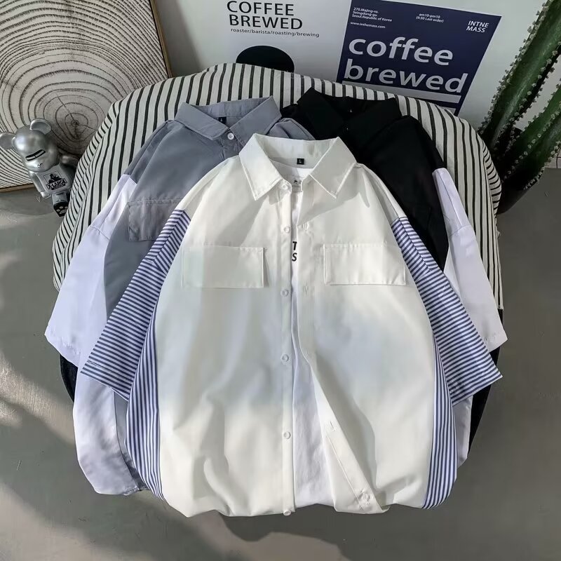 Striped Design Sense Shirt Men's Spring and Autumn Long-sleeved Salt Niche Daily Design Sense Student Casual Top Coat