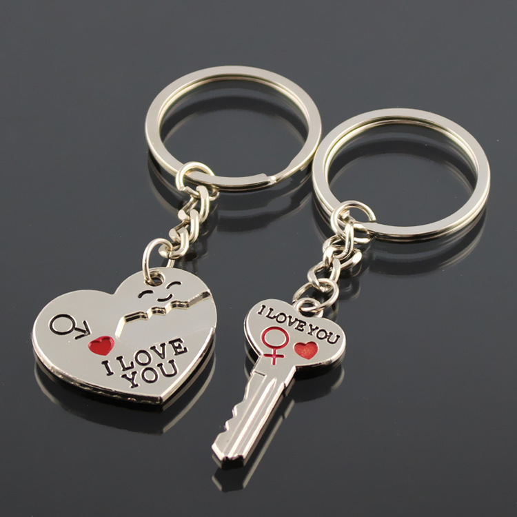 Creative Love English Secret Love You Couple Keychain Exquisite Metal Key Pendant Couple Gift Lettering Production