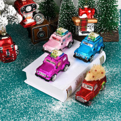 クリスマス装飾品クリエイティブ偽自動車かばんカメラ小吊りガラス彩色クリスマスツリー装飾ストラップ