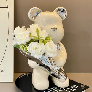 Violent Bouquet Ceramic Ornaments Bear Wine Cabinet Entrance New Home Ornaments High-End Tv Cabinet Desktop Home Living Room Creative