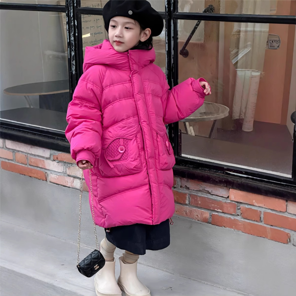 巴拉巴拉2025秋冬韩版羽绒服女童糖果色毛领中大童外套运安特踏步
